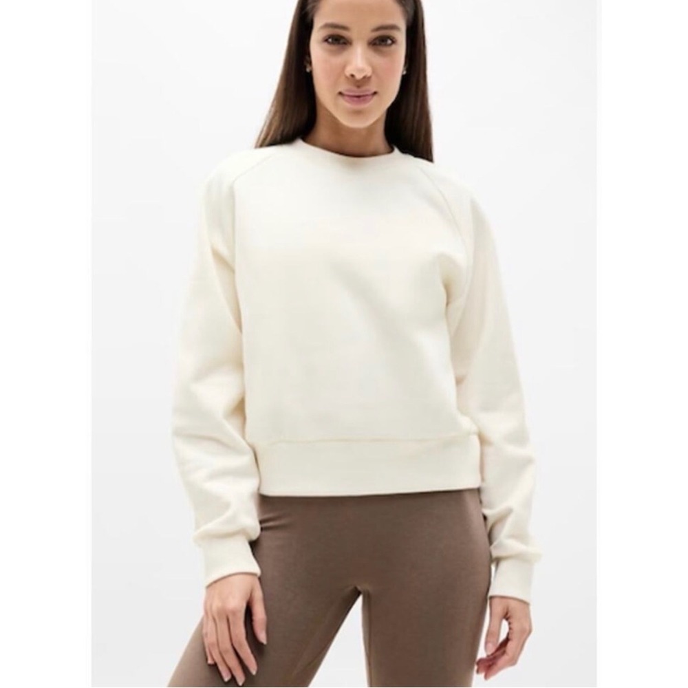Athleta Easy Forever Fleece Relaxed Fit Crew Neck Sweatshirt Magnolia Large